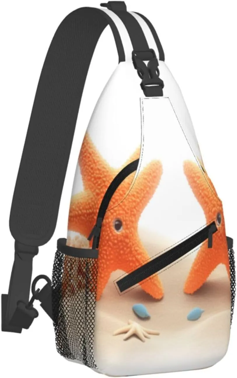 Pink Starfish Men's And Women's Small Crossbody Bags Chest Bags Daily Bags Are Suitable For Outdoor Hiking Trips