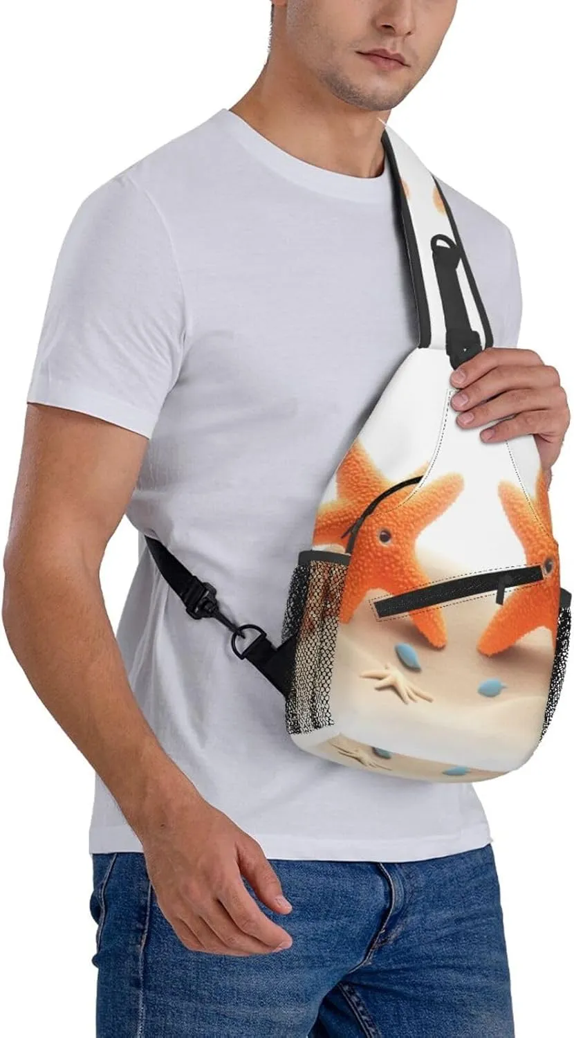 Pink Starfish Men's And Women's Small Crossbody Bags Chest Bags Daily Bags Are Suitable For Outdoor Hiking Trips