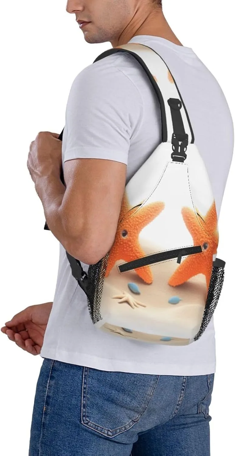 Pink Starfish Men's And Women's Small Crossbody Bags Chest Bags Daily Bags Are Suitable For Outdoor Hiking Trips