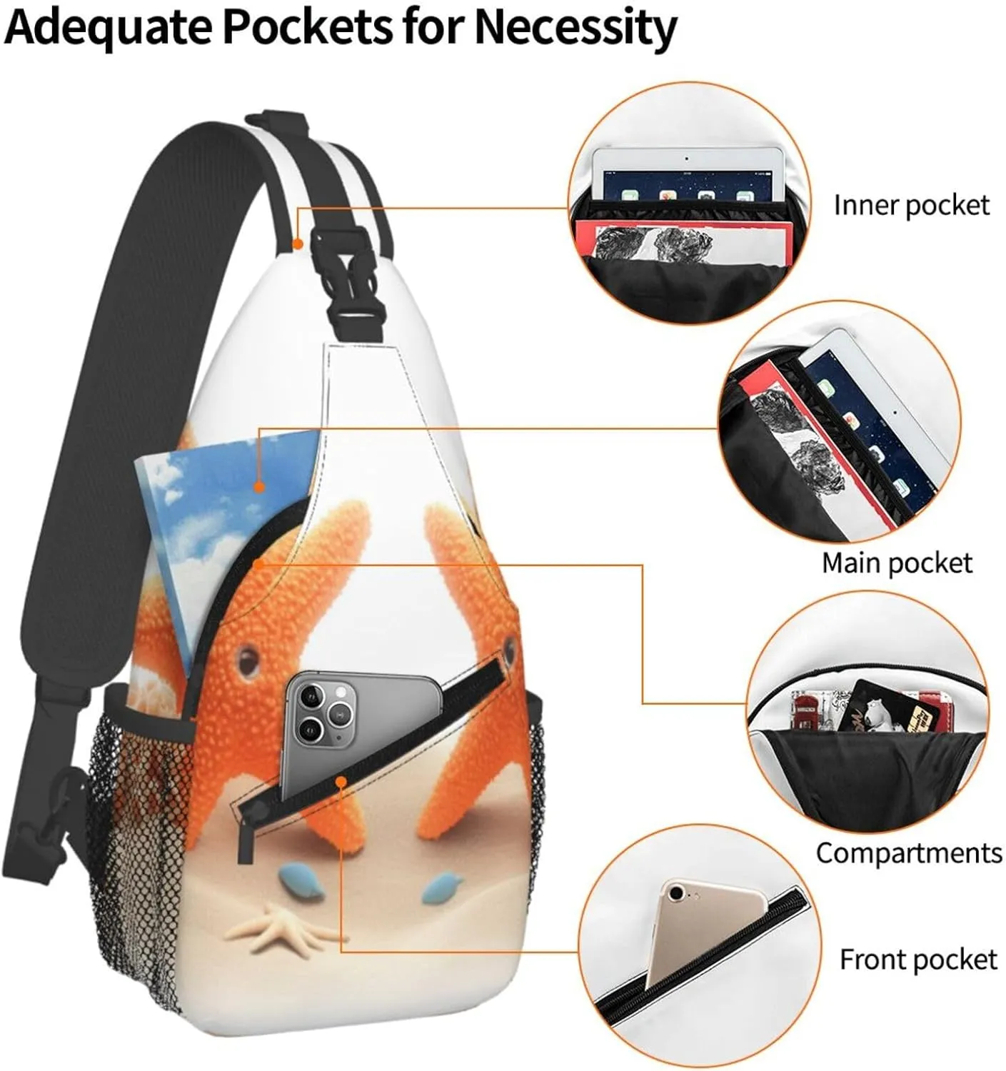 Pink Starfish Men's And Women's Small Crossbody Bags Chest Bags Daily Bags Are Suitable For Outdoor Hiking Trips