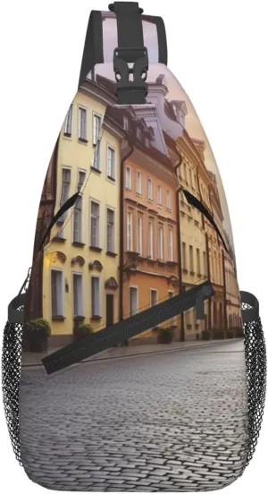 Poland's Historic Center Street Cross Chest Bag Diagonally Sling Bag for Men Women Crossbody Shoulder Bag Travel Hiking Daypack