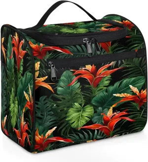 Portable Makeup Bag Cosmetic Bags for Women Fern Leaf Flower Cute Waterproof Hanging Toiletry Bag Organizer cosmetics Bags