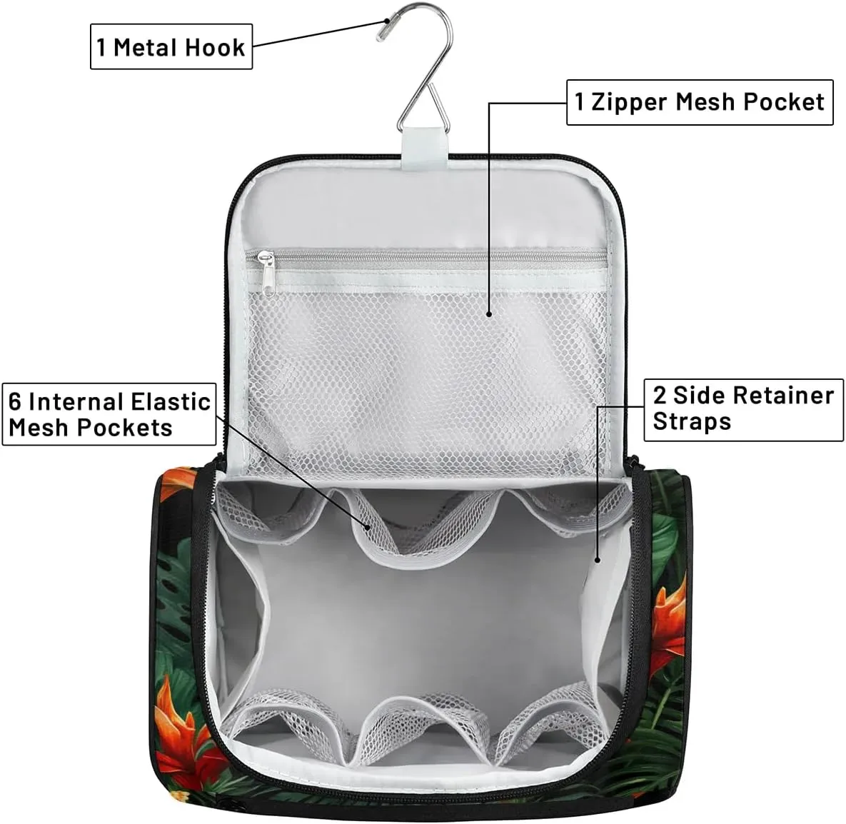 Portable Makeup Bag Cosmetic Bags for Women Fern Leaf Flower Cute Waterproof Hanging Toiletry Bag Organizer cosmetics Bags