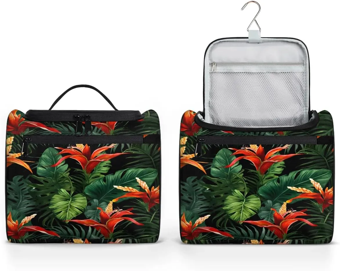 Portable Makeup Bag Cosmetic Bags for Women Fern Leaf Flower Cute Waterproof Hanging Toiletry Bag Organizer cosmetics Bags