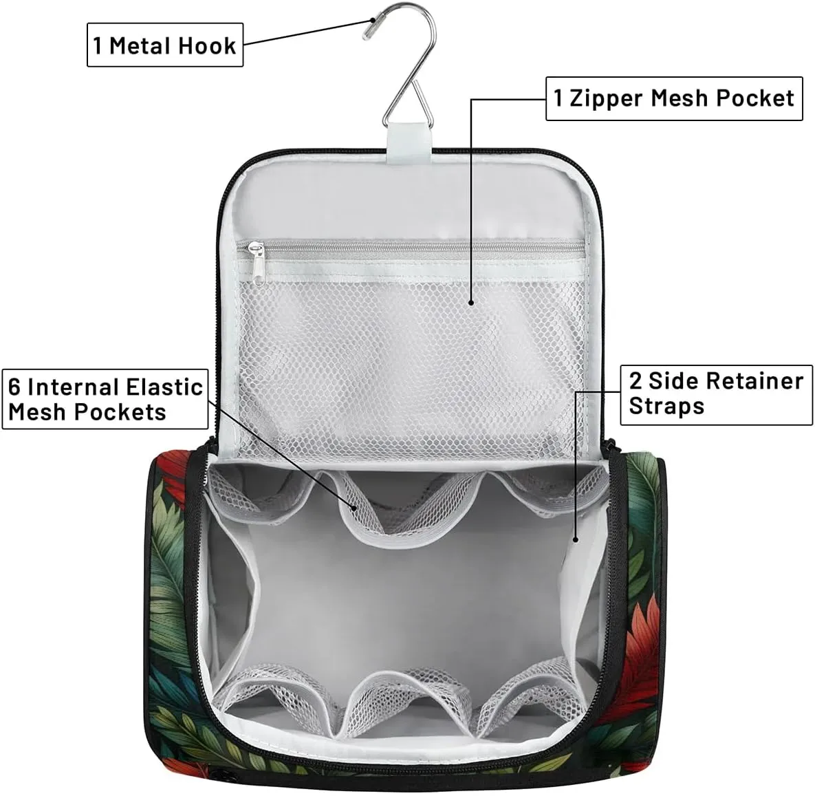 Portable Makeup Bag Cosmetic Bags for Women Leaves Themed Cute Waterproof Hanging Toiletry Bag Organizer cosmetics Bags