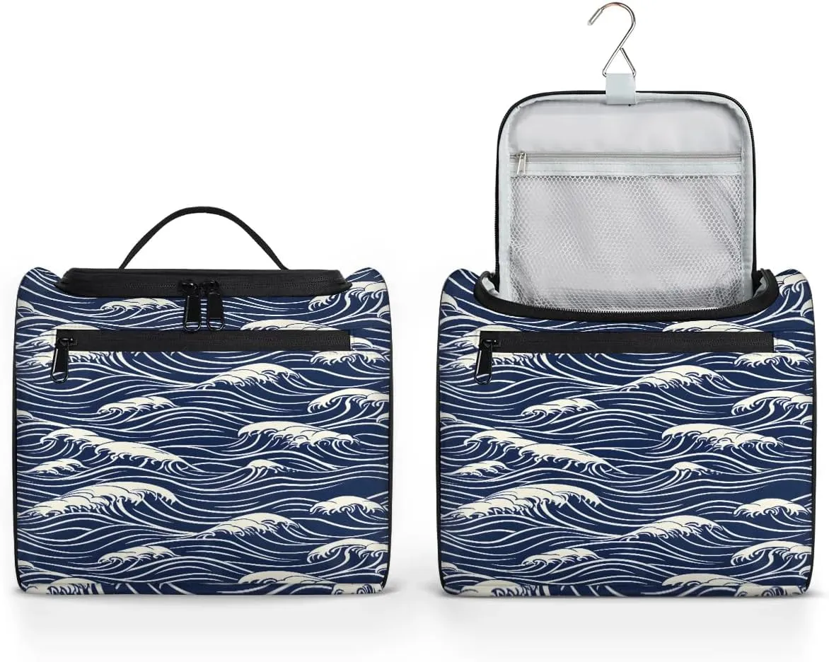 Portable Makeup Bag Cosmetic Bags for Women Seawater Print Cute Waterproof Hanging Toiletry Bag Organizer cosmetics Bags