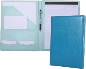 Portfolio Padfolio Resume Folder with Pocket, Premium Faux Leather Interview Writing Legal Pads Document Organizer Portfolio with Business Card Holder (Turquoise Teal Green)