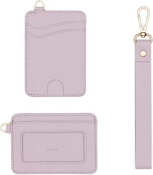 Premium Leather Women's Wristlet Wallet Slim Card Holder for Credit Cards, ID, and Cash - Minimalist Slim Style with Non-Slip Lining and Wrist Strap Lavender Pink