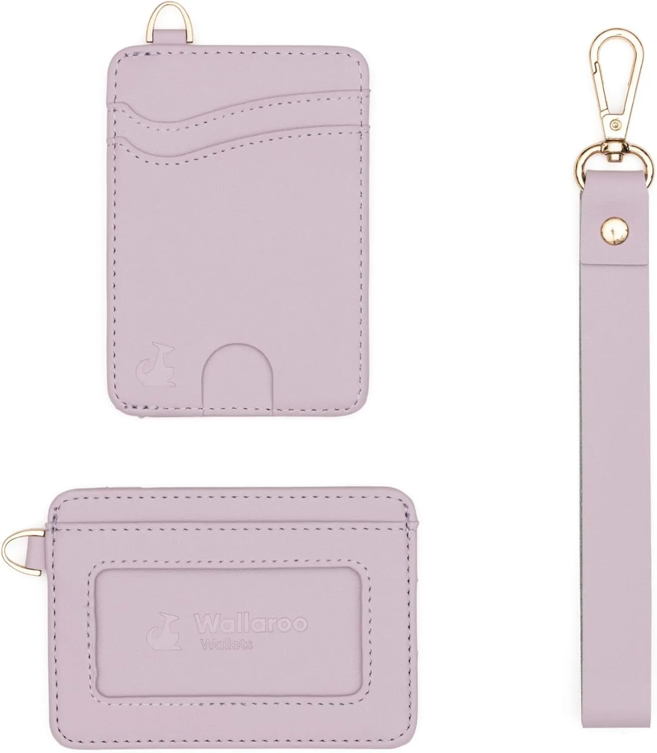 Premium Leather Women's Wristlet Wallet Slim Card Holder for Credit Cards, ID, and Cash - Minimalist Slim Style with Non-Slip Lining and Wrist Strap Lavender Pink