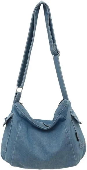 Preppy Crossbody Bag Denim Crossbody Bag Cowboy Shoulder Tote Bag Cute Vintage Aesthetic Bags for Women