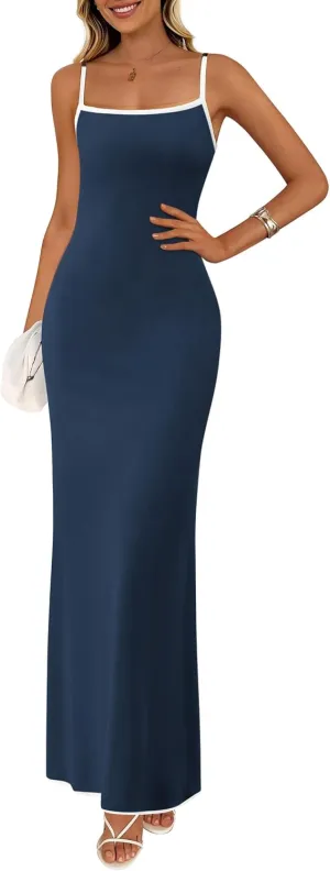 PRETTYGARDEN Spring Dresses for Women 2025 Summer Resort Wear Sexy Bodycon Sundress Spaghetti Strap Vacation Maxi Dress