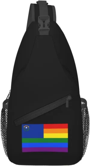 Pride Rainbow LGBT Flag of Nevada Crossbody Bags For Women Men Chest Backpack Gym Shoulder Bag Travel Outdoor Sports Casual Crossbody Bags