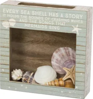 Primitives by Kathy Slat Wood Shell, 10" Length x 10" Height x 2.50" Width, Open Holder-Seashell