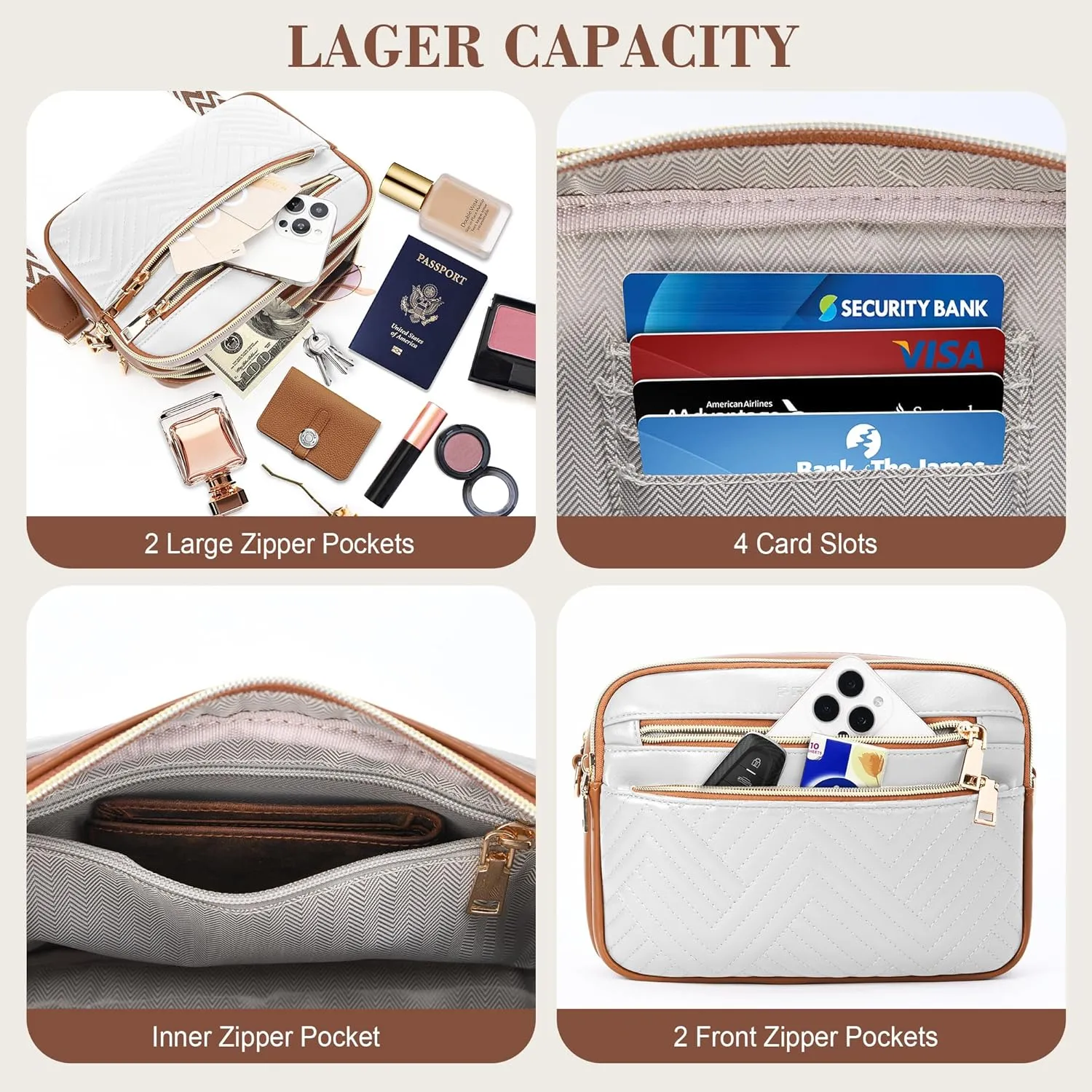 printe Small Crossbody Bags for Women, Vegan Leather Trendy Purses for Women, Travel Handbags with Adjustable Shoulder Strap