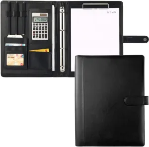 Professional Portfolio Leather Business Padfolio Notebook with Letter Size Clipboard, A4 Portfolio Binder & Organizer Folder (Excluding calculators)