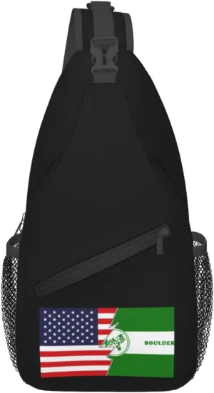 Proposed Flag Of Boulder, Colorado And America Crossbody Bags For Women Men Chest Backpack Gym Shoulder Bag Travel Outdoor Sports Casual Crossbody Bags