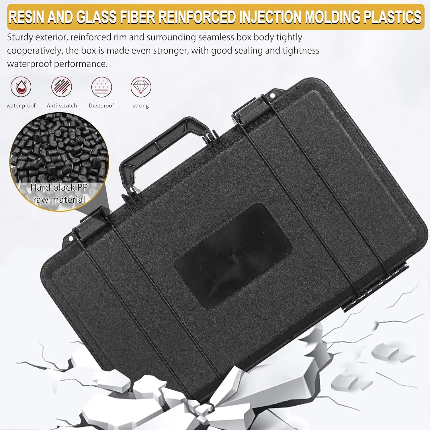 Protective Hard Case Shockproof Water-resistant with Customized DIY Foam fit for Camera, etc,17.3 X 11.5 X 6.5-Inch