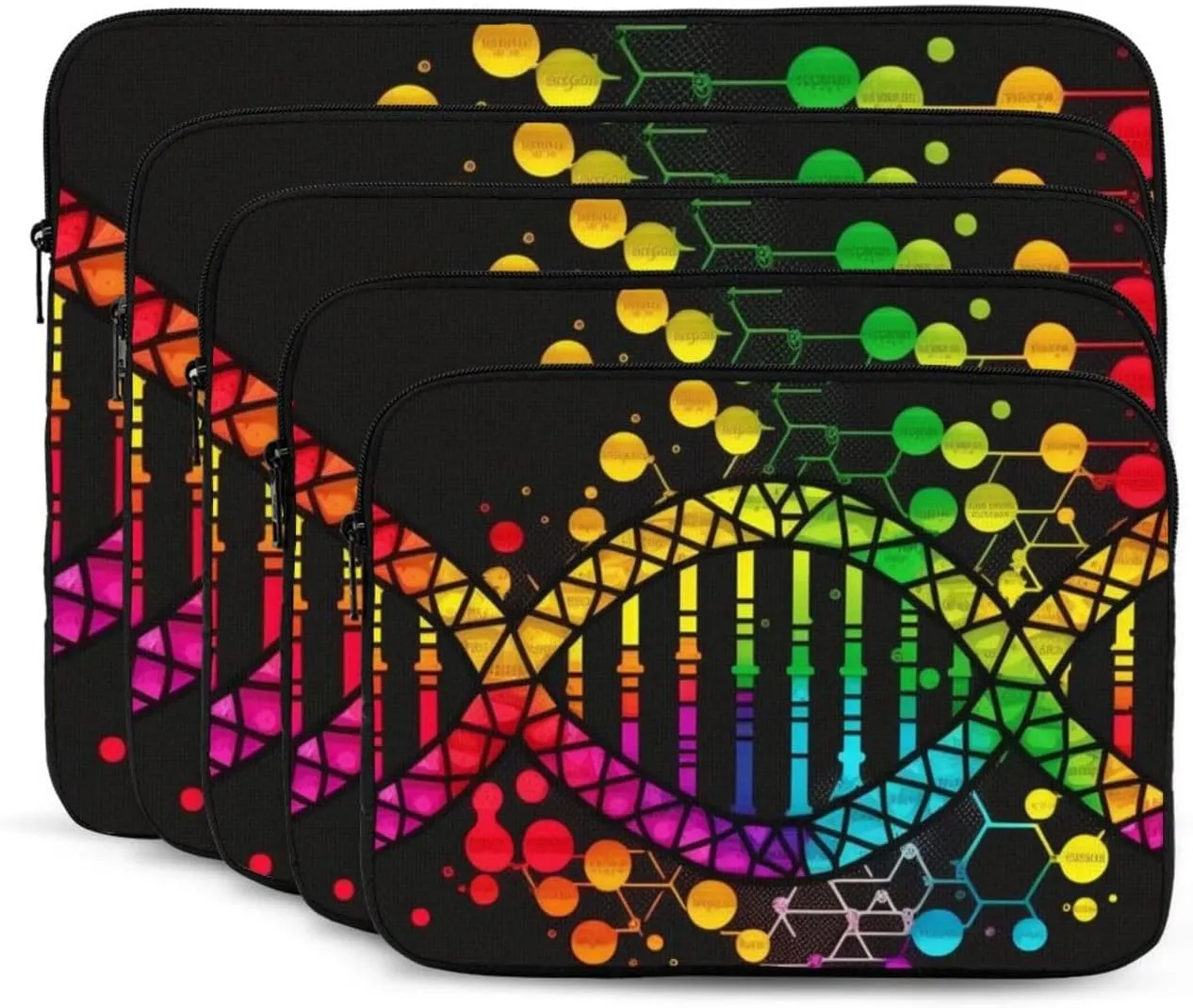 Protective Laptop Computer Case Portable Bag Sleeve Handbags for 12 Inch - DNA Rainbow LGBT Pride Science