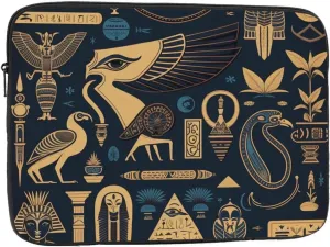 Protective Laptop Computer Case Portable Bag Sleeve Handbags for 13 Inch - Egyptian Symbols Hieroglyphs Mascots Vintage
