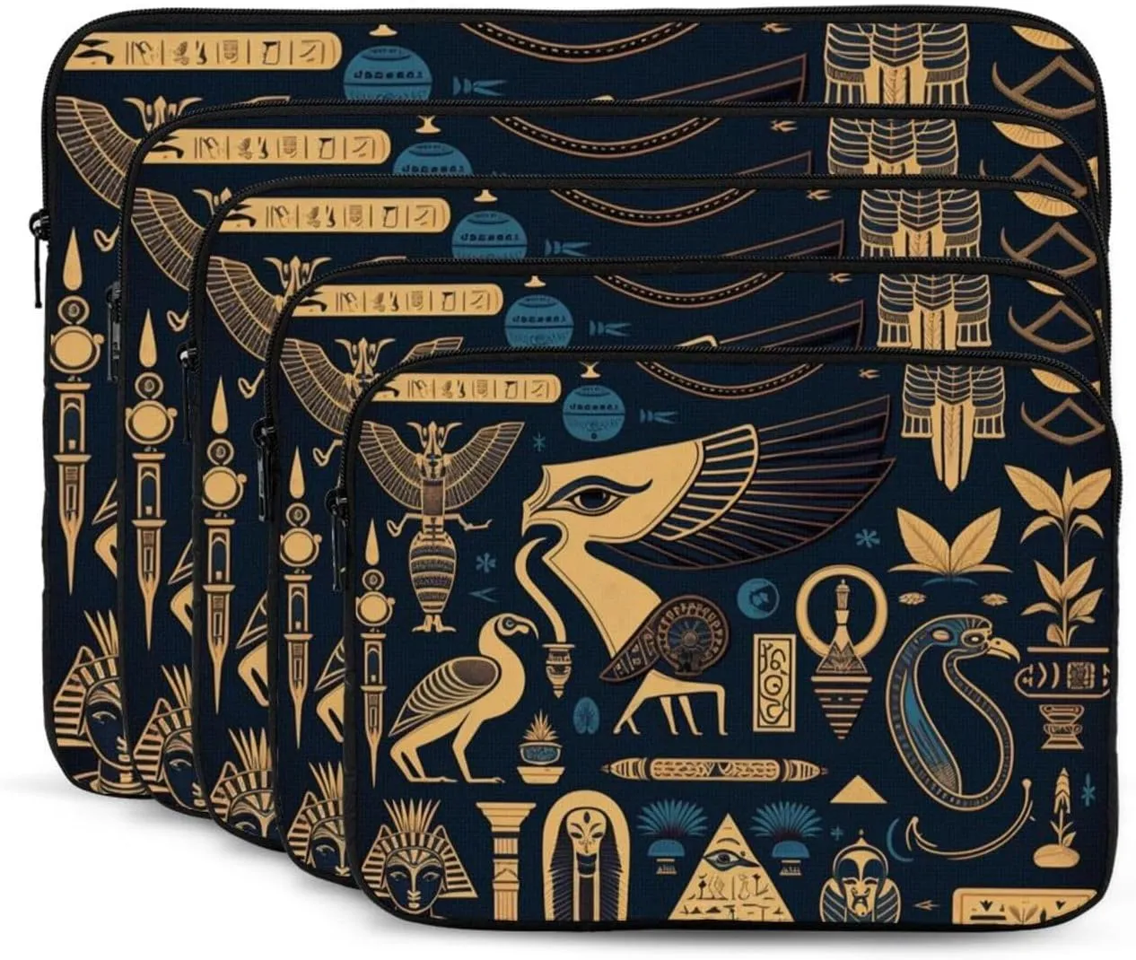 Protective Laptop Computer Case Portable Bag Sleeve Handbags for 13 Inch - Egyptian Symbols Hieroglyphs Mascots Vintage