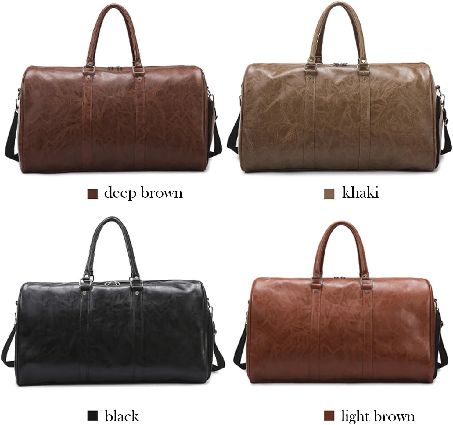 PU Leather Duffle Bag for Travel Duffel Bag, Gym Bag Overnight Bags Weekender Bag for Men (khaki)