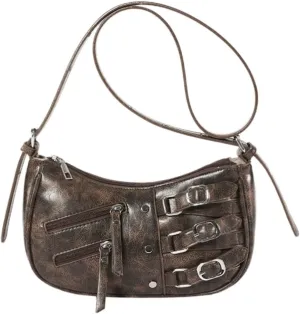 PU Leather Handbags For Women Rivet Shoulder with Adjustable Strap Cross Body Trendy Purse Crossbody Bags