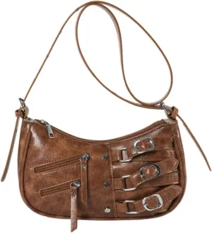 PU Leather Handbags For Women Rivet Shoulder with Adjustable Strap Cross Body Trendy Purse Crossbody Bags