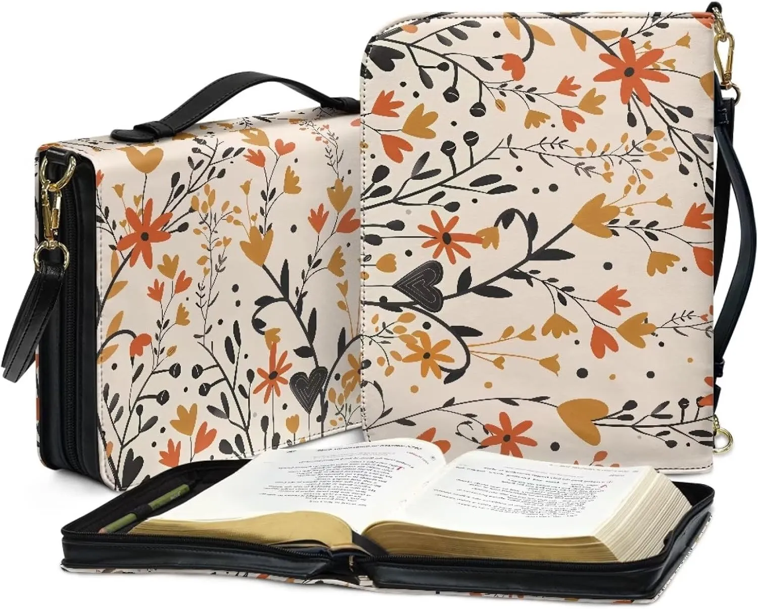 PU Leather Handle Bible Cover Church Book Cover with Strap,Carrying Book Case Crossbody Bag Custom