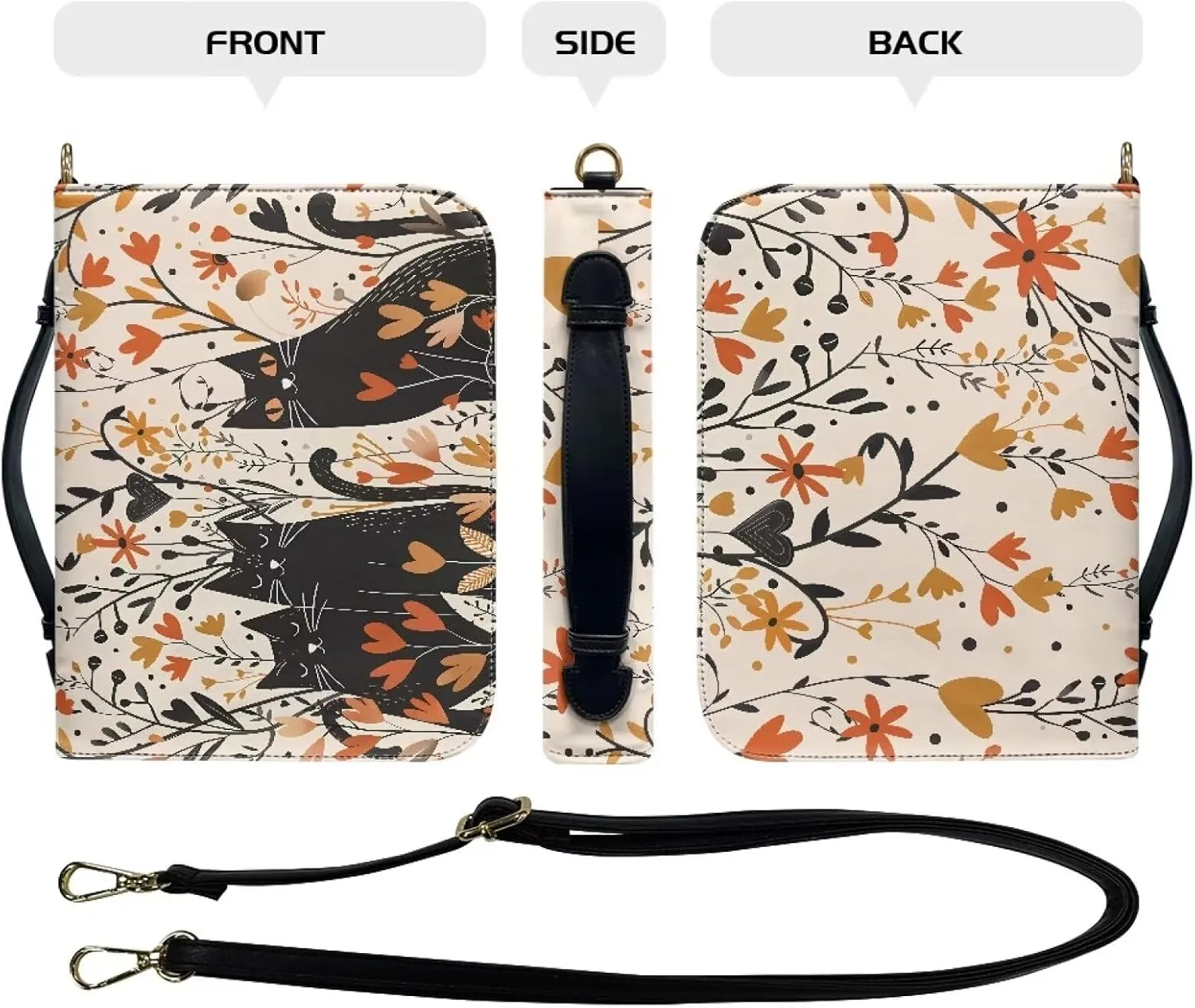 PU Leather Handle Bible Cover Church Book Cover with Strap,Carrying Book Case Crossbody Bag Custom