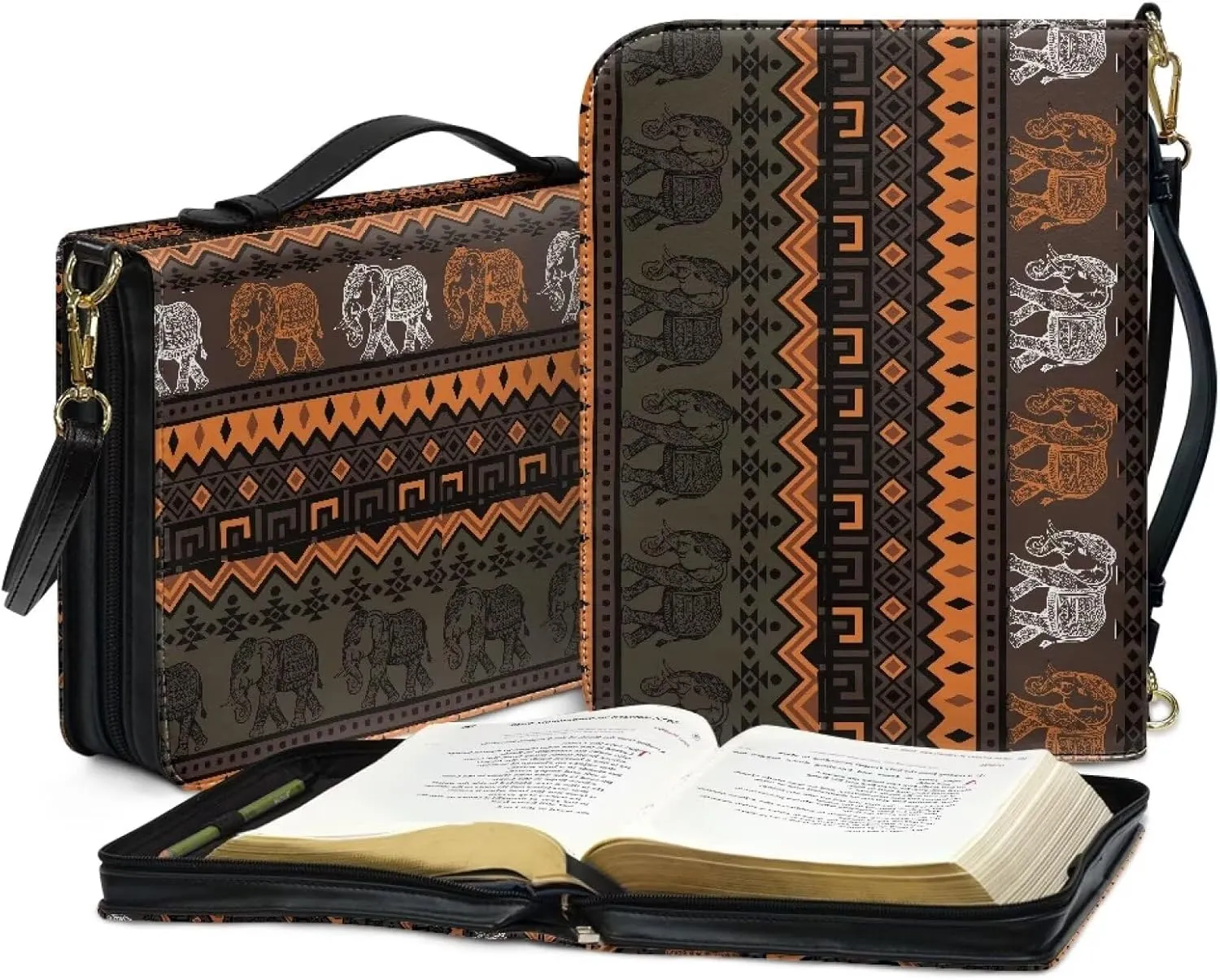 PU Leather Handle Bible Cover Church Book Cover with Strap,Carrying Book Case Crossbody Bag