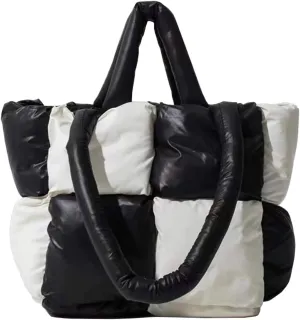 Puffer Shoulder Bag for Women Mini Down Satchel Hobo Bag Quilted Tote Bag Chic Purses 2024