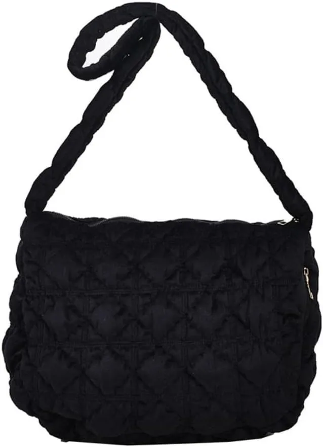 Puffer Tote Bag for Women Quilted Crossbody Bag Puff Shoulder Bag Puffy Purse Lightweight Velvet Bubble Hobo Handbag