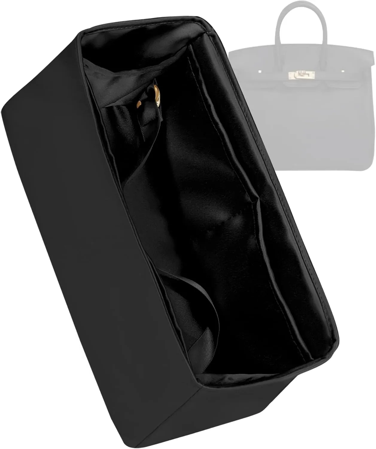 Purse Organizer for Birkin 20/25/30/35/40,Silky Smooth Insert,Lightweight Bag in Bag,Luxury Handbag Storage Accessories(Birkin 30,Black)