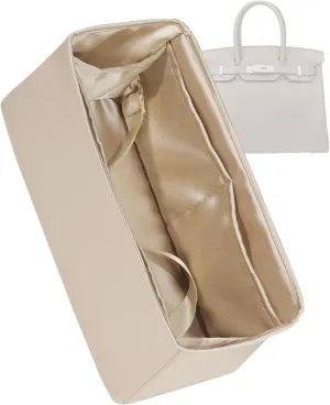 Purse Organizer for Birkin 20/25/30/35/40,Silky Smooth Insert,Lightweight Bag in Bag,Luxury Handbag Storage Accessories(Birkin 30,Champagne)