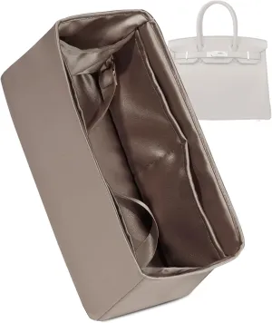 Purse Organizer for Birkin 20/25/30/35/40,Silky Smooth Insert,Lightweight Bag in Bag,Luxury Handbag Storage Accessories(Birkin 30,Etoupe Grey)