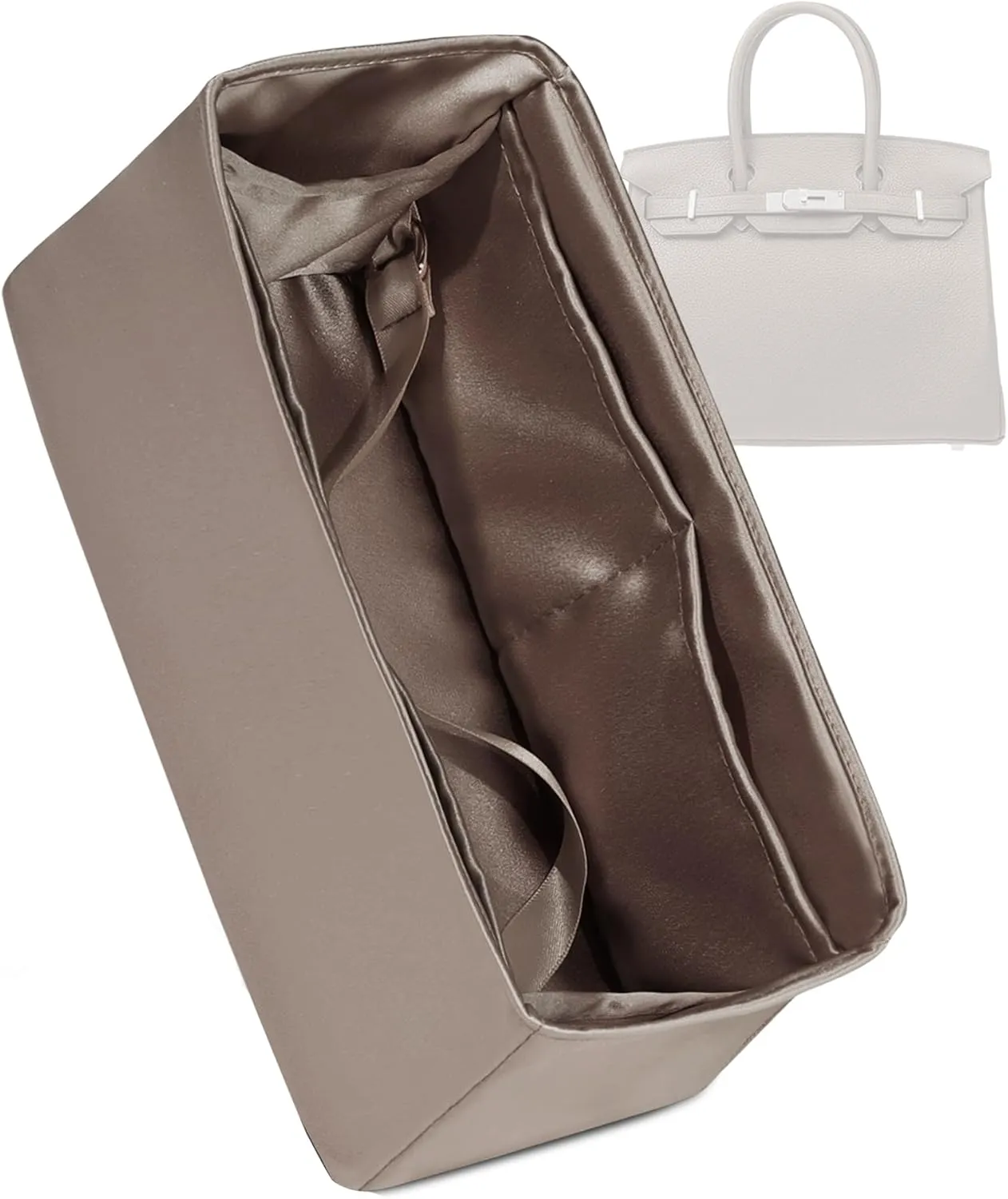 Purse Organizer for Birkin 20/25/30/35/40,Silky Smooth Insert,Lightweight Bag in Bag,Luxury Handbag Storage Accessories(Birkin 30,Etoupe Grey)