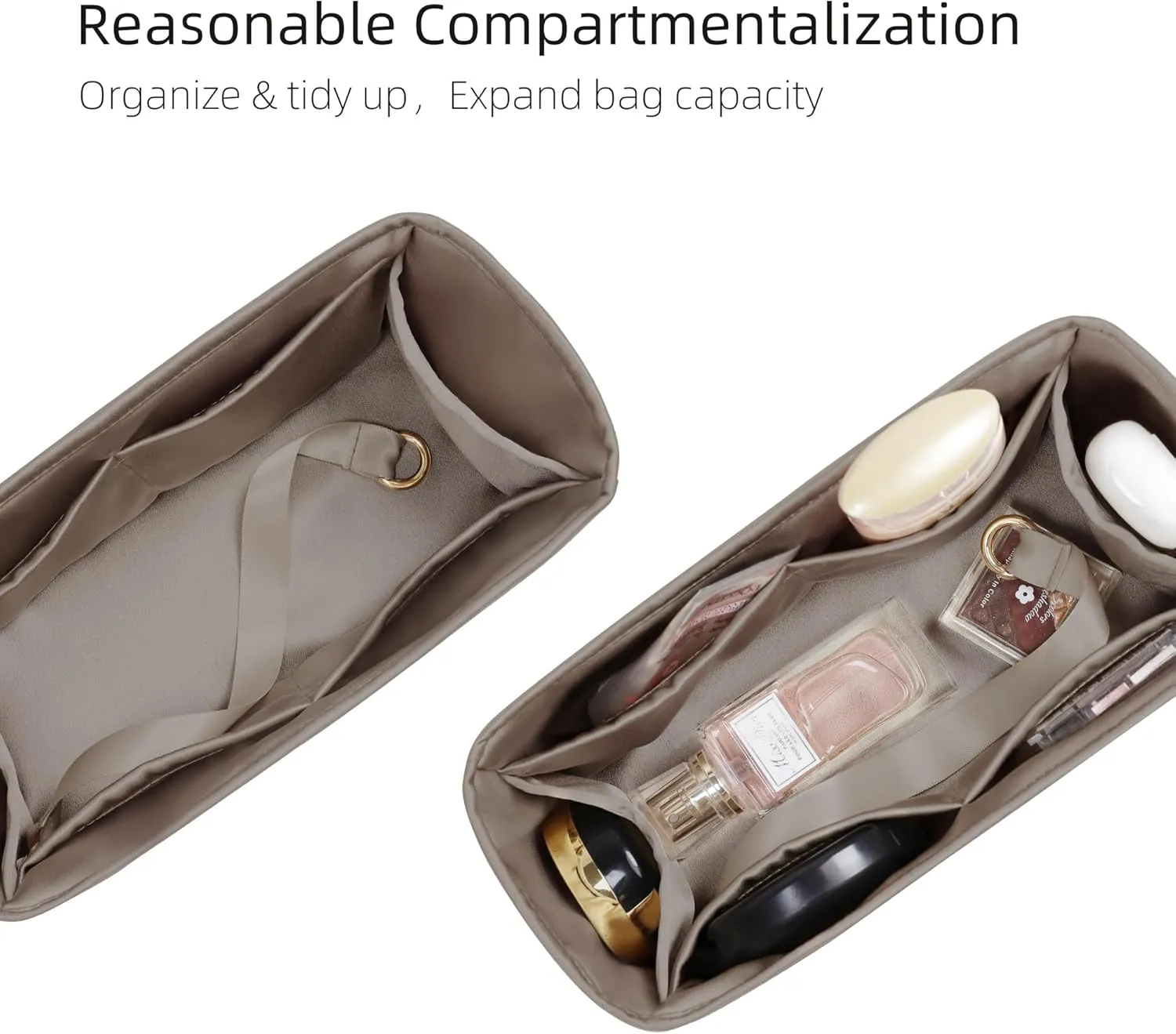 Purse Organizer for Birkin 20/25/30/35/40,Silky Smooth Insert,Lightweight Bag in Bag,Luxury Handbag Storage Accessories(Birkin 30,Etoupe Grey)