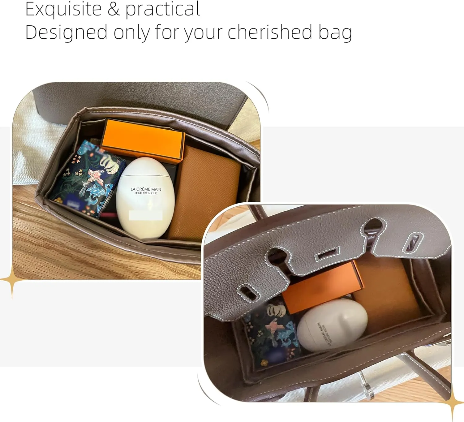 Purse Organizer for Birkin 20/25/30/35/40,Silky Smooth Insert,Lightweight Bag in Bag,Luxury Handbag Storage Accessories(Birkin 30,Etoupe Grey)