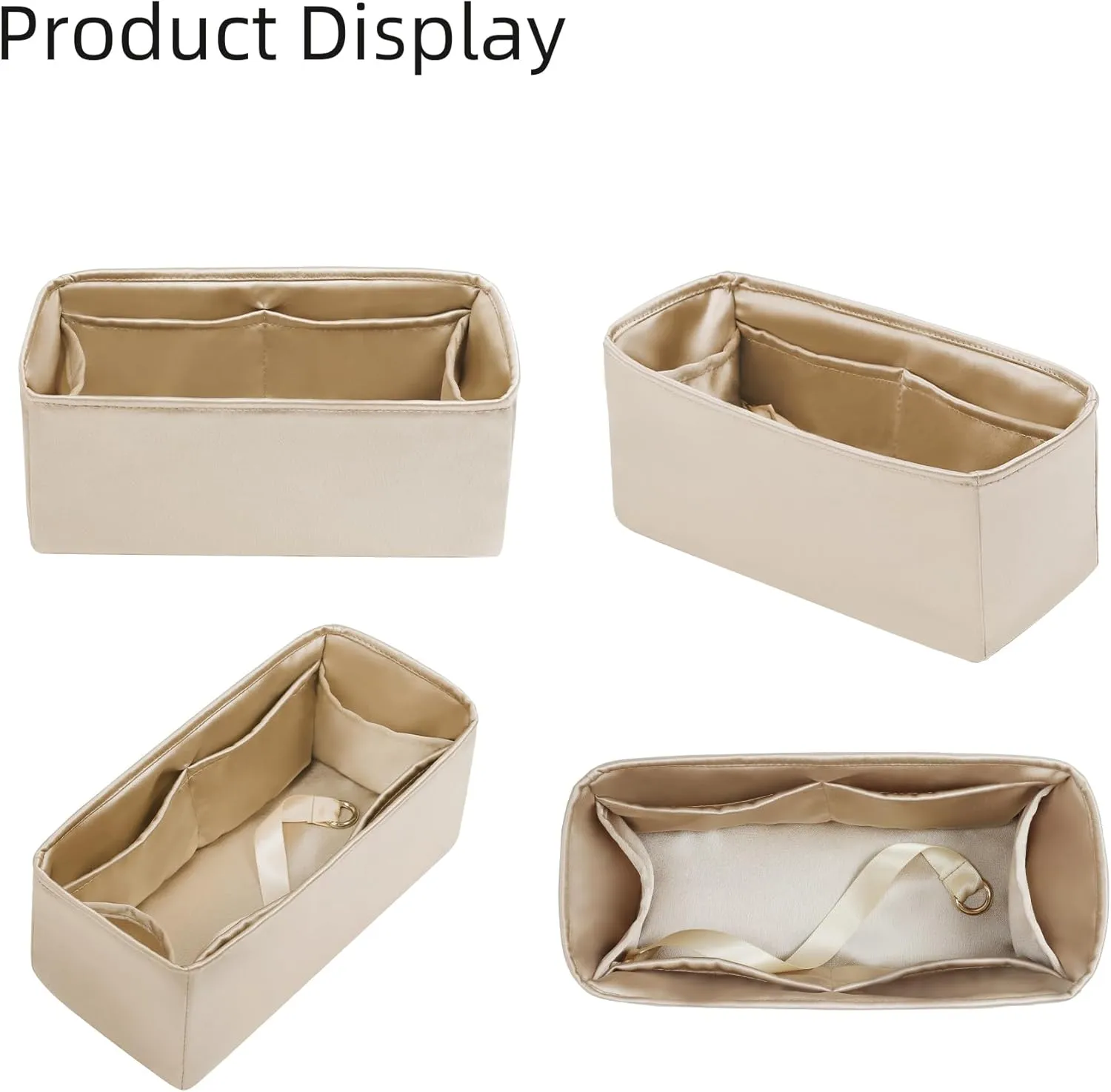 Purse Organizer for Dior Book Tote Mini/Small/Medium/Large,Silky Smooth Insert,Lightweight Bag in Bag,Luxury Handbag Storage Accessories(Medium,Champagne)