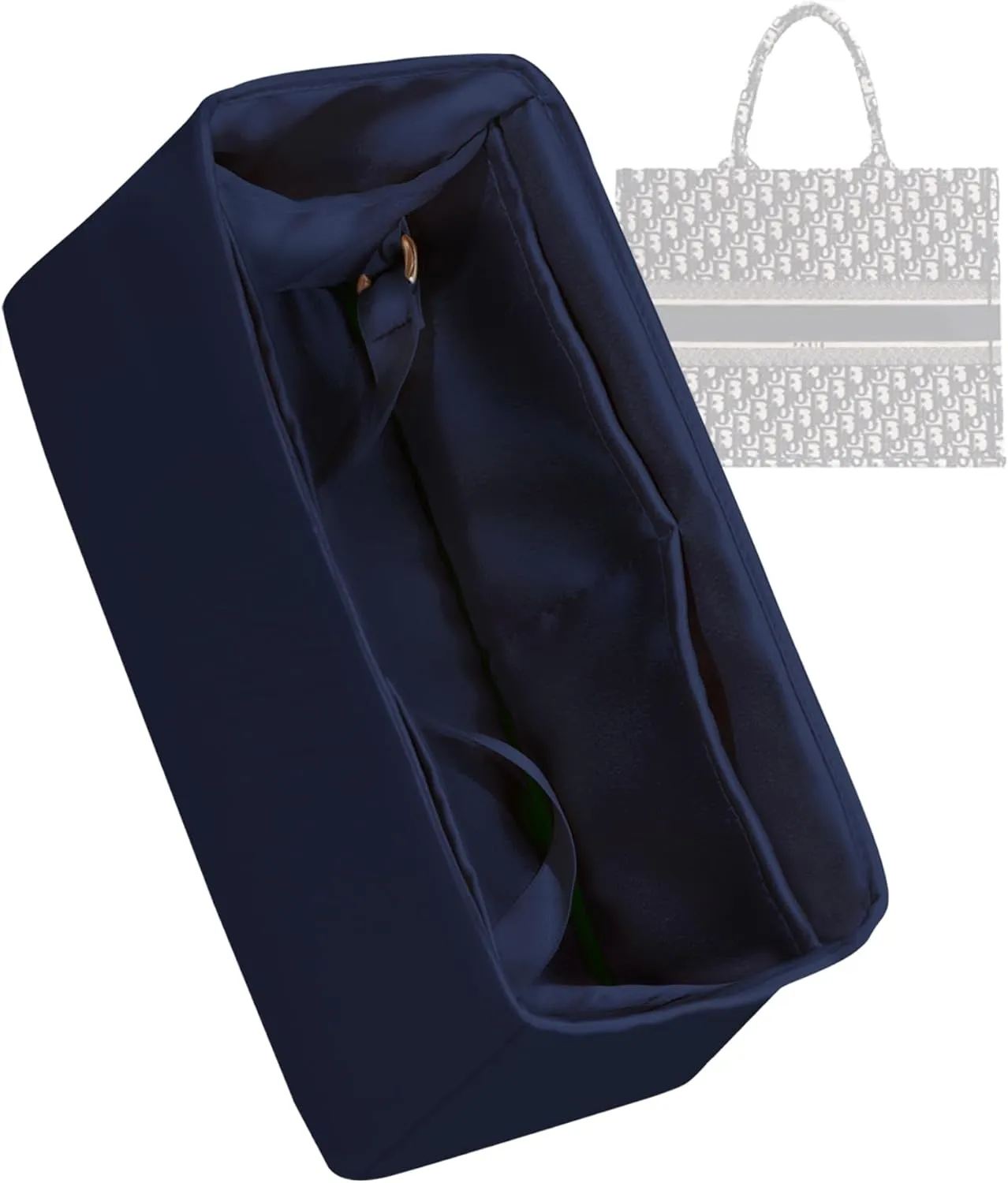 Purse Organizer for Dior Book Tote Mini/Small/Medium/Large,Silky Smooth Insert,Lightweight Bag in Bag,Luxury Handbag Storage Accessories(Small,Blue Nuit)