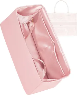 Purse Organizer for Dior Book Tote Mini/Small/Medium/Large,Silky Smooth Insert,Lightweight Bag in Bag,Luxury Handbag Storage Accessories(Small,Bubblegum)