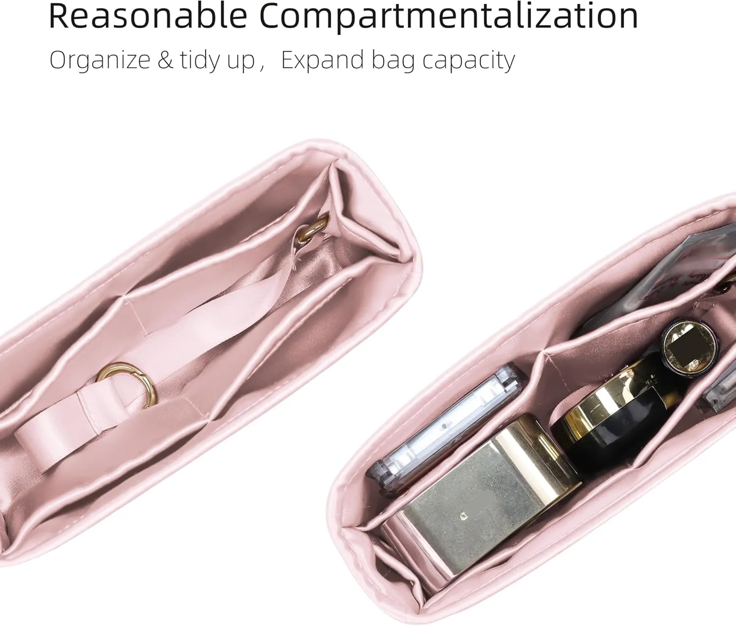 Purse Organizer for Lady Dior Micro/Mini/Small/Medium/Large,Silky Smooth Insert,Lightweight Bag in Bag,Luxury Handbag Storage Accessories(Medium,Pink)