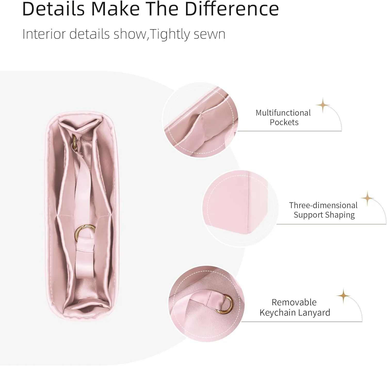 Purse Organizer for Lady Dior Micro/Mini/Small/Medium/Large,Silky Smooth Insert,Lightweight Bag in Bag,Luxury Handbag Storage Accessories(Medium,Pink)