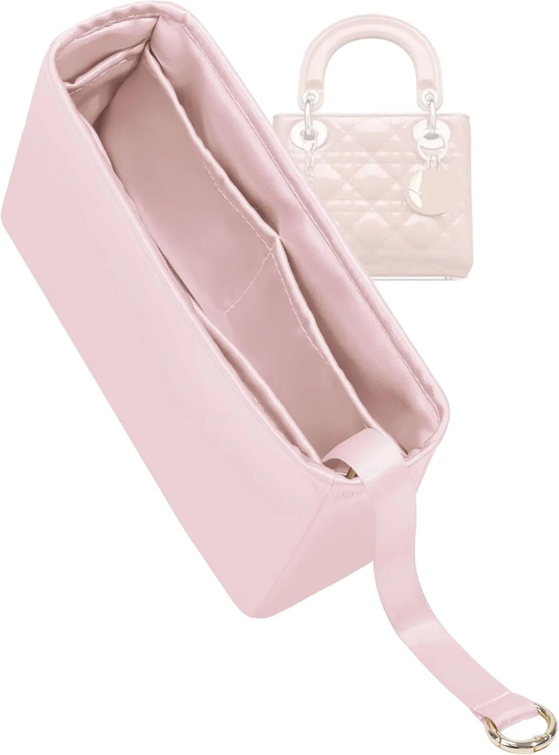 Purse Organizer for Lady Dior Micro/Mini/Small/Medium/Large,Silky Smooth Insert,Lightweight Bag in Bag,Luxury Handbag Storage Accessories(Medium,Pink)