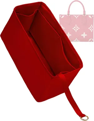 Purse Organizer for LV OnTheGo BB/PM/MM/GM,Silky Smooth Insert,Lightweight Bag in Bag,Luxury Handbag Storage Accessories(onthego GM,Red)