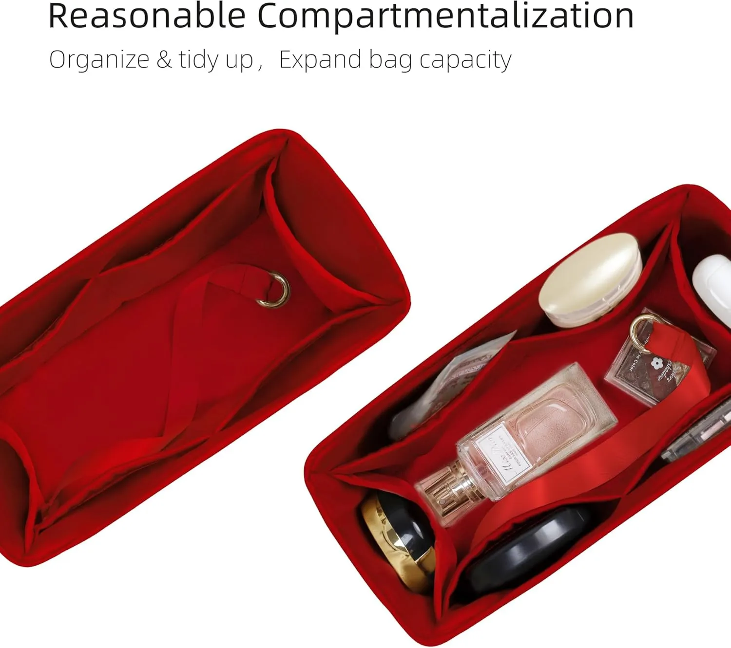 Purse Organizer for LV OnTheGo BB/PM/MM/GM,Silky Smooth Insert,Lightweight Bag in Bag,Luxury Handbag Storage Accessories(onthego GM,Red)