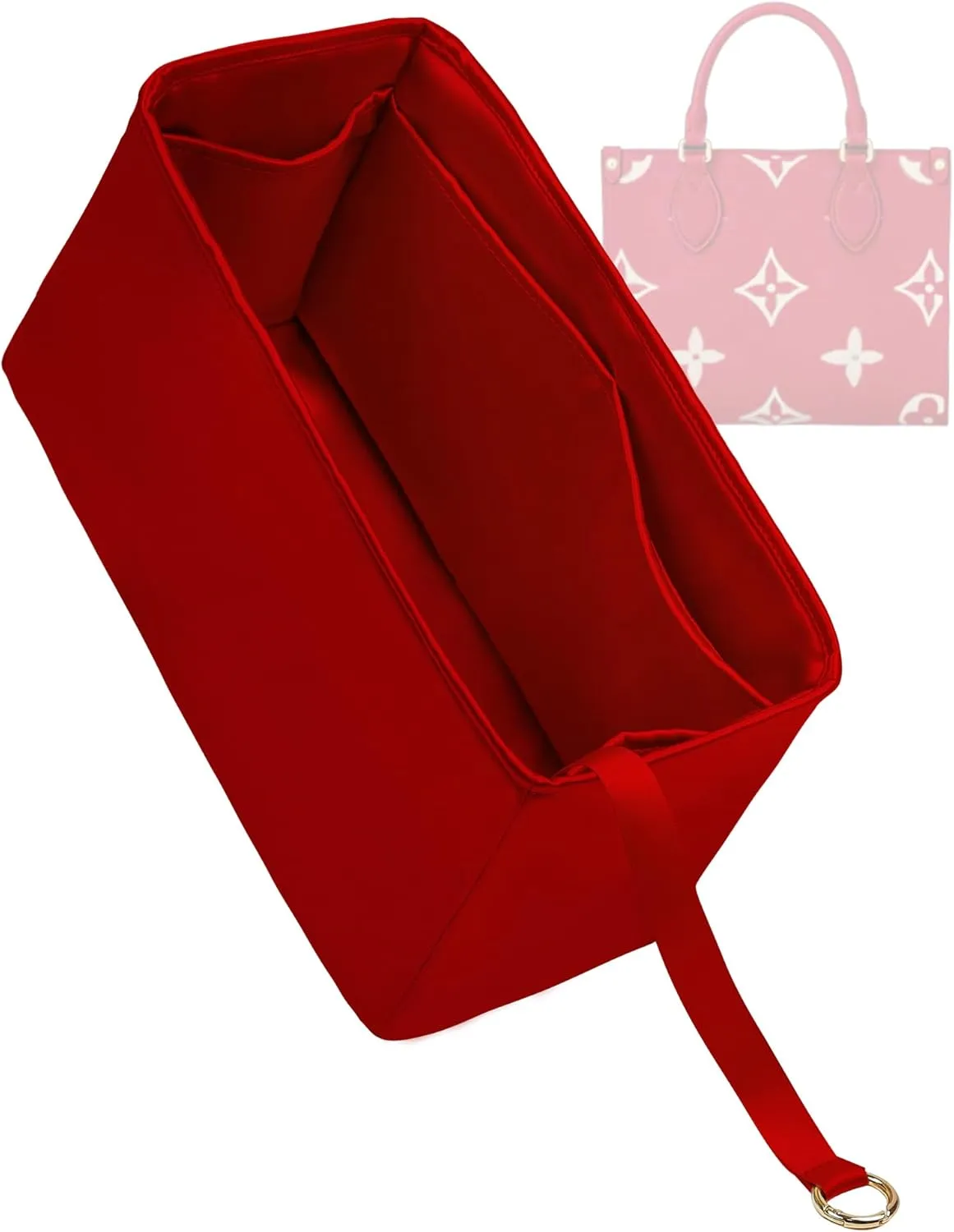 Purse Organizer for LV OnTheGo BB/PM/MM/GM,Silky Smooth Insert,Lightweight Bag in Bag,Luxury Handbag Storage Accessories(onthego GM,Red)