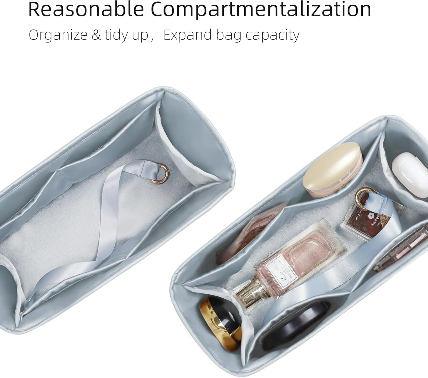 Purse Organizer for Mini Kelly 20/25/28/32/35/40/42/50,Silky Smooth Insert,Lightweight Bag in Bag,Luxury Handbag Storage Accessories(Kelly Mini 2,Blue Pale)