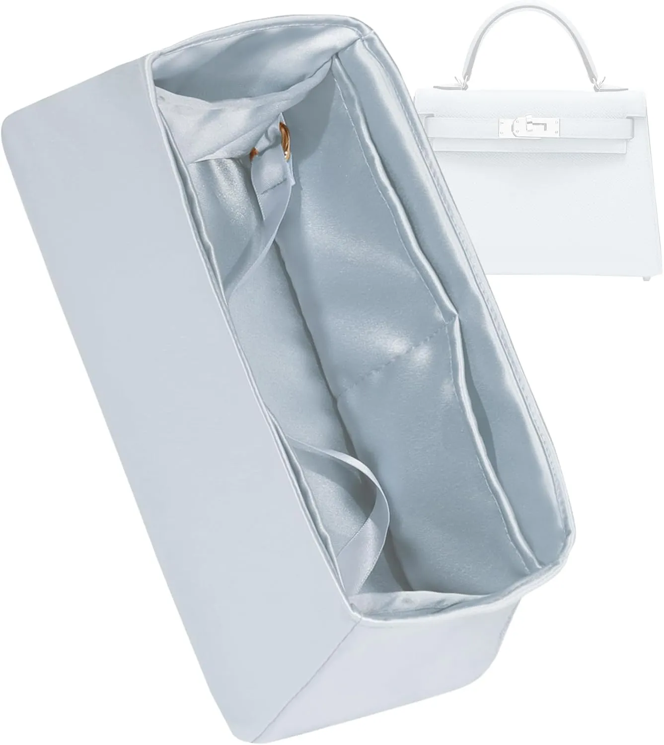 Purse Organizer for Mini Kelly 20/25/28/32/35/40/42/50,Silky Smooth Insert,Lightweight Bag in Bag,Luxury Handbag Storage Accessories(Kelly Mini 2,Blue Pale)