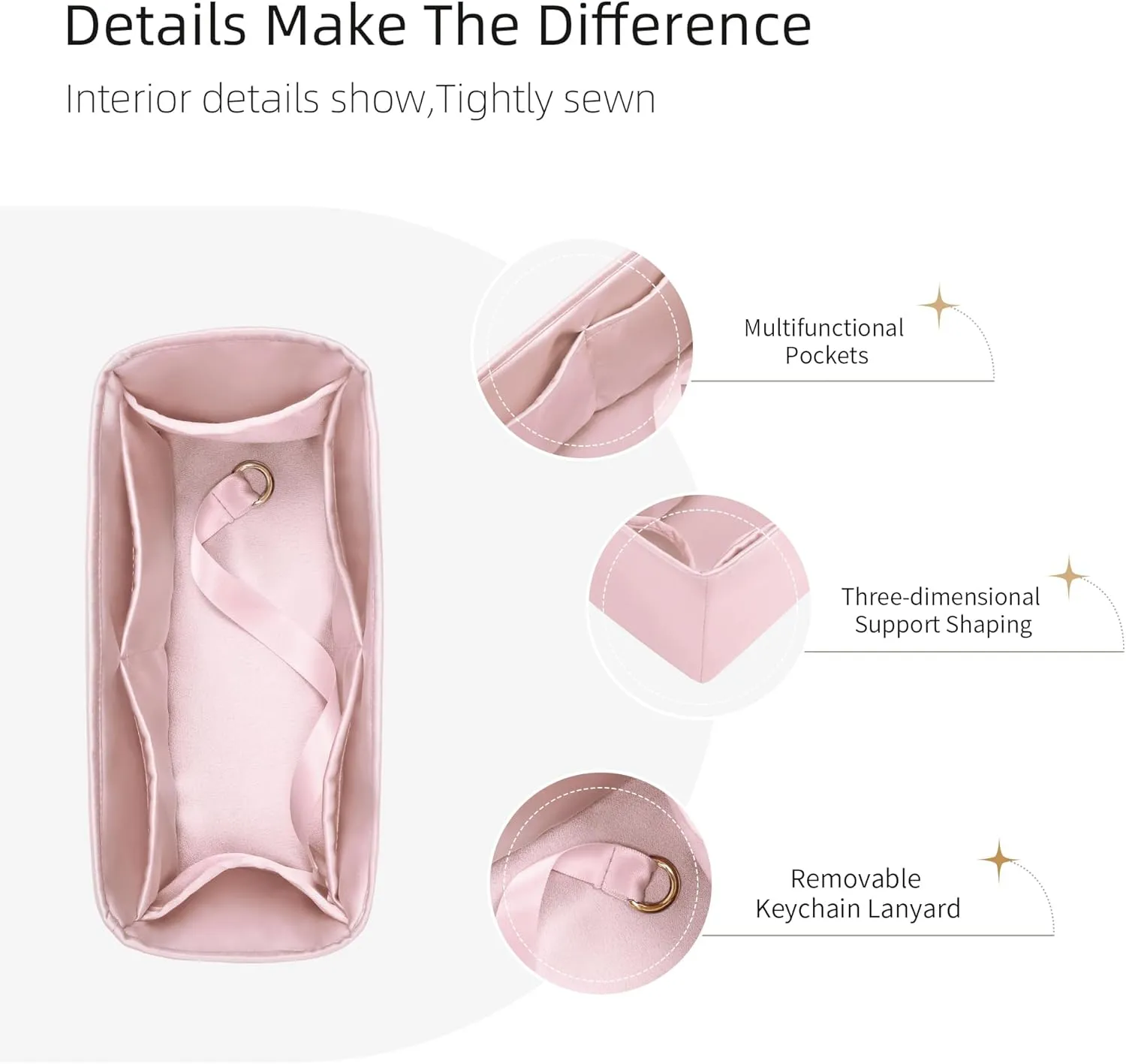 Purse Organizer for Mini Kelly 20/25/28/32/35/40/42/50,Silky Smooth Insert,Lightweight Bag in Bag,Luxury Handbag Storage Accessories(Kelly Mini 2,Pink)